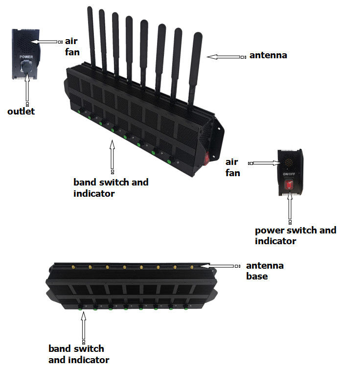 Gsm / 4g Radio Frequency Blocker Mobile Jammer สัญญาณมือถือสำหรับพื้นที่ขนาดใหญ่